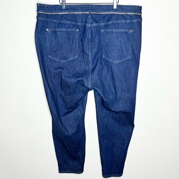ANTHROPOLOGIE Pilcro Gold Pipe Trimmed Dark Wash Skinny Jeans Plus Size 24 - Picture 3 of 7